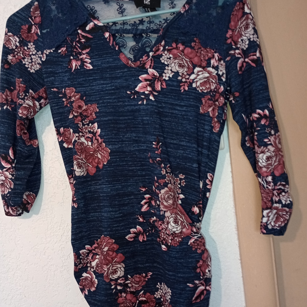 Floral Navy Blue Women's Top